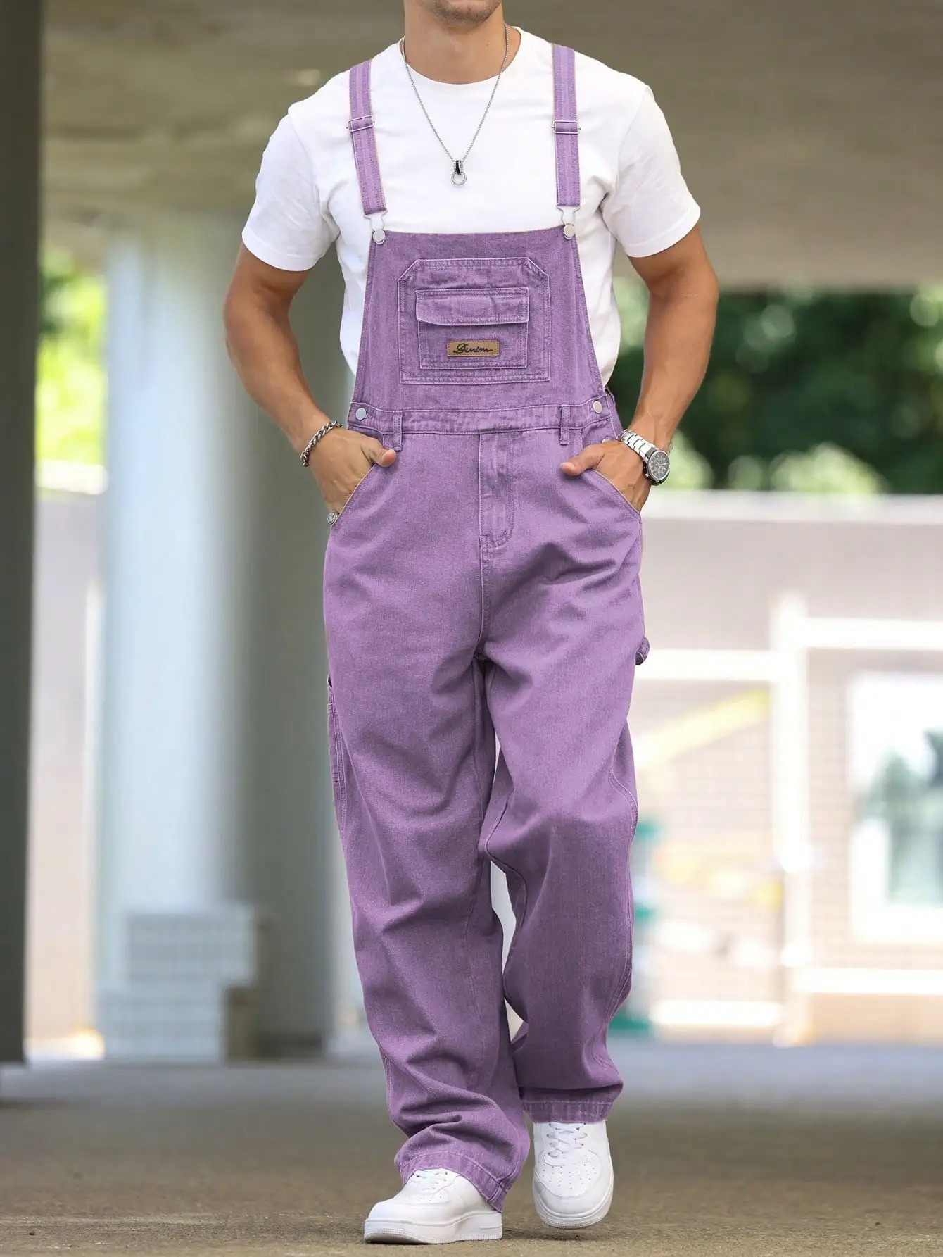 Salopette jean grande taille violet