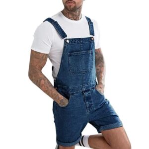 salopette homme short bleu foncé de profil