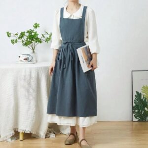 salopette en lin femme bleue