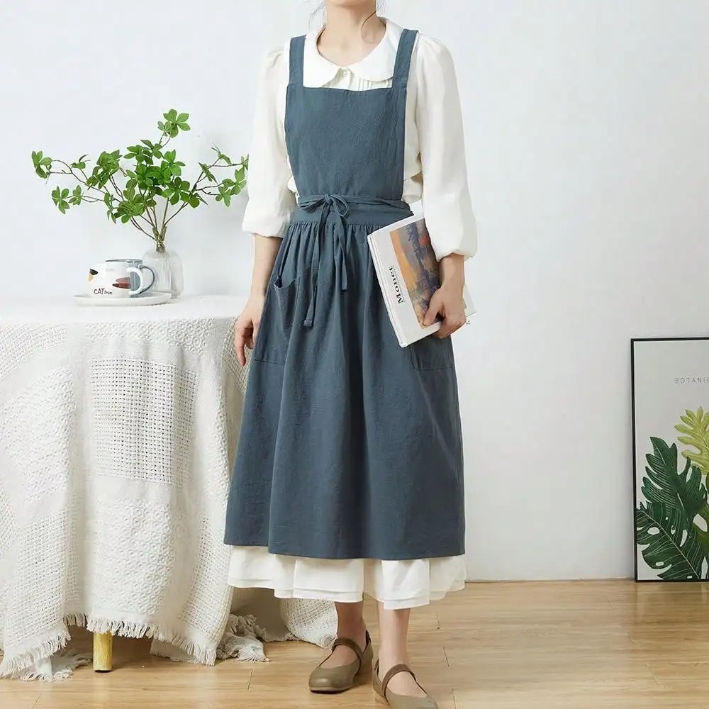 salopette en lin femme bleue