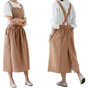 salopette en lin tablier femme marron clair