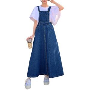 jupe salopette jean femme bleue