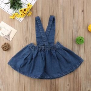 salopette fille en denim détail tissu