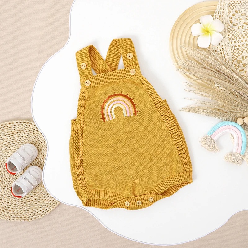 salopette bebe coton arc en ciel jaune