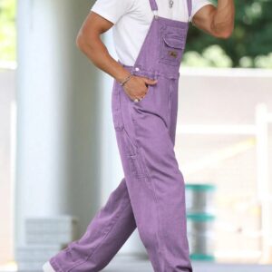 Salopette jean grande taille violet de profil