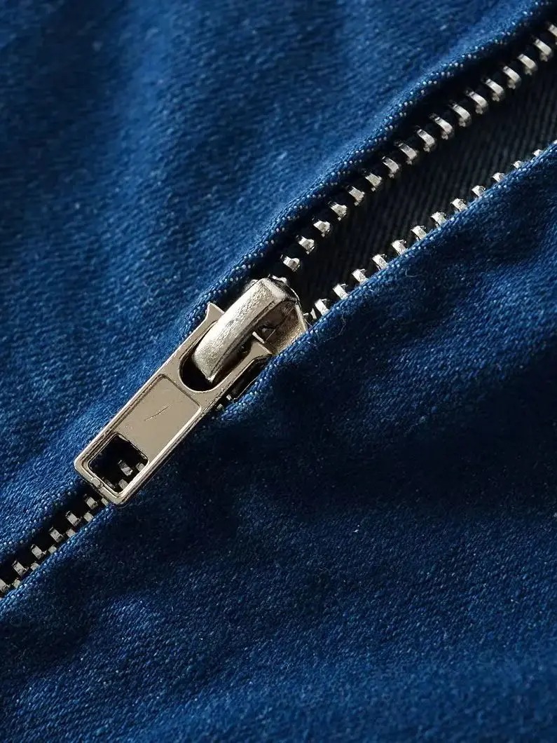 robe salopette femme jean détail fermeture