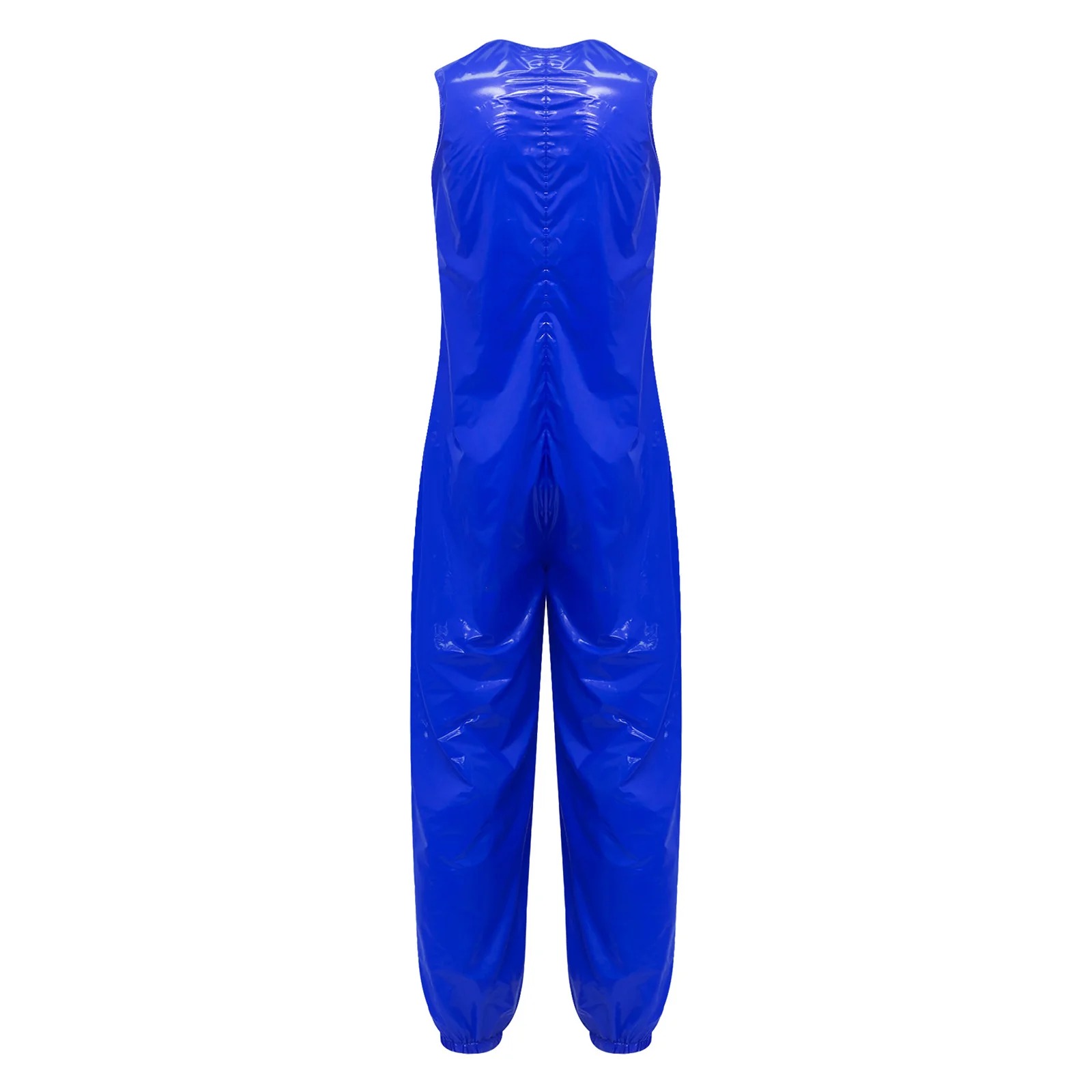 Salopette de pluie femme métallisée zippée bleue détail dos