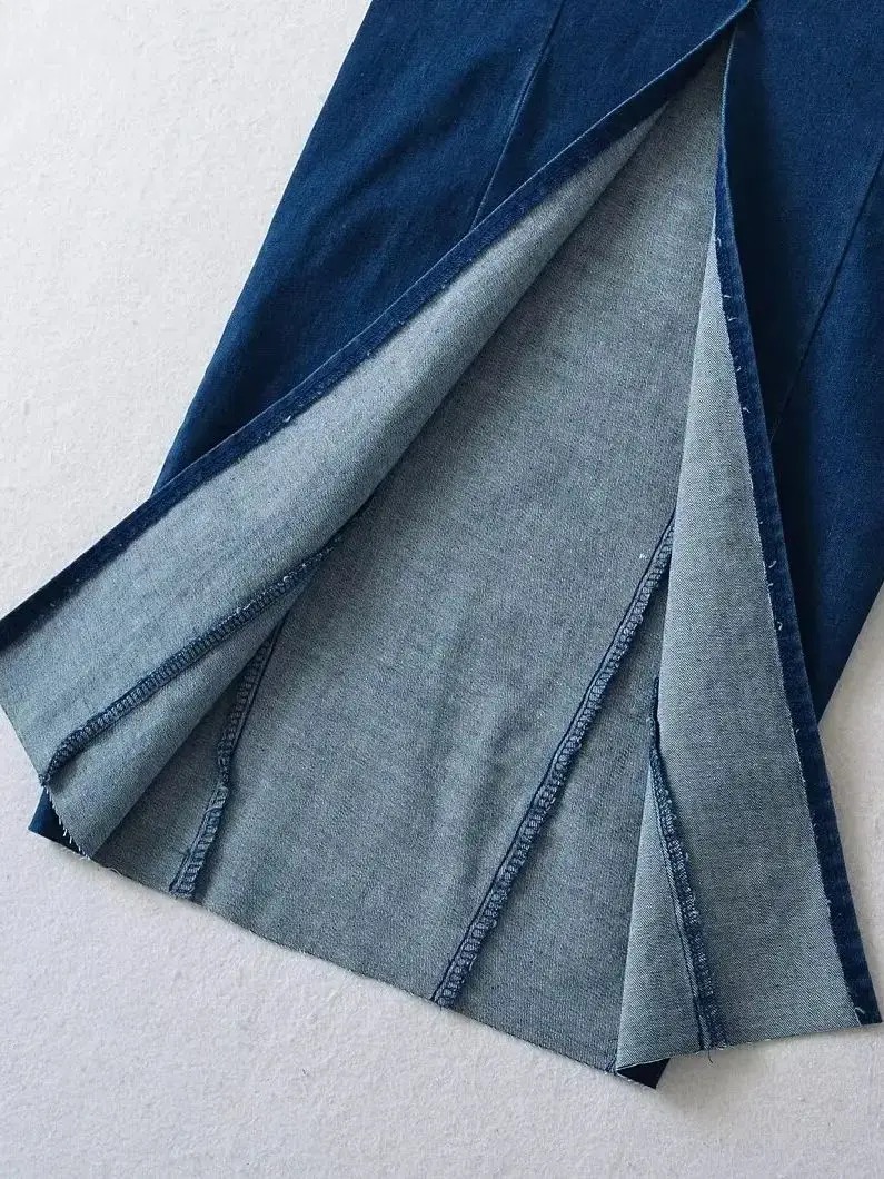 robe salopette femme jean détail tissu