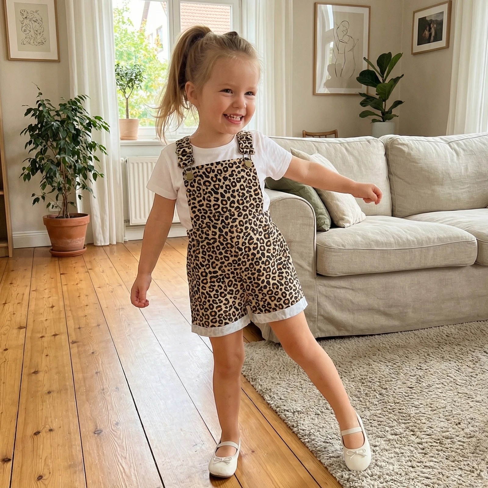 Salopette leopard short enfant de profil