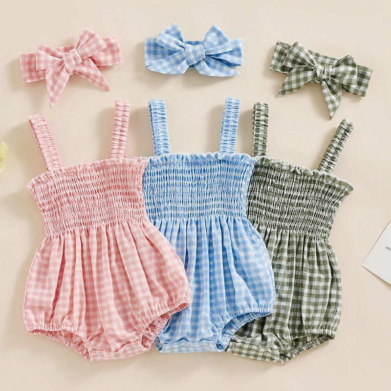 salopette bebe coton à carreaux vert couleurs