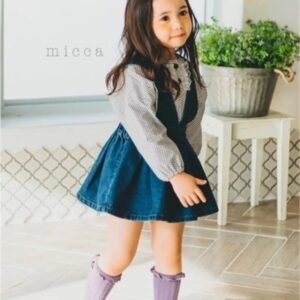 salopette fille en denim de profil