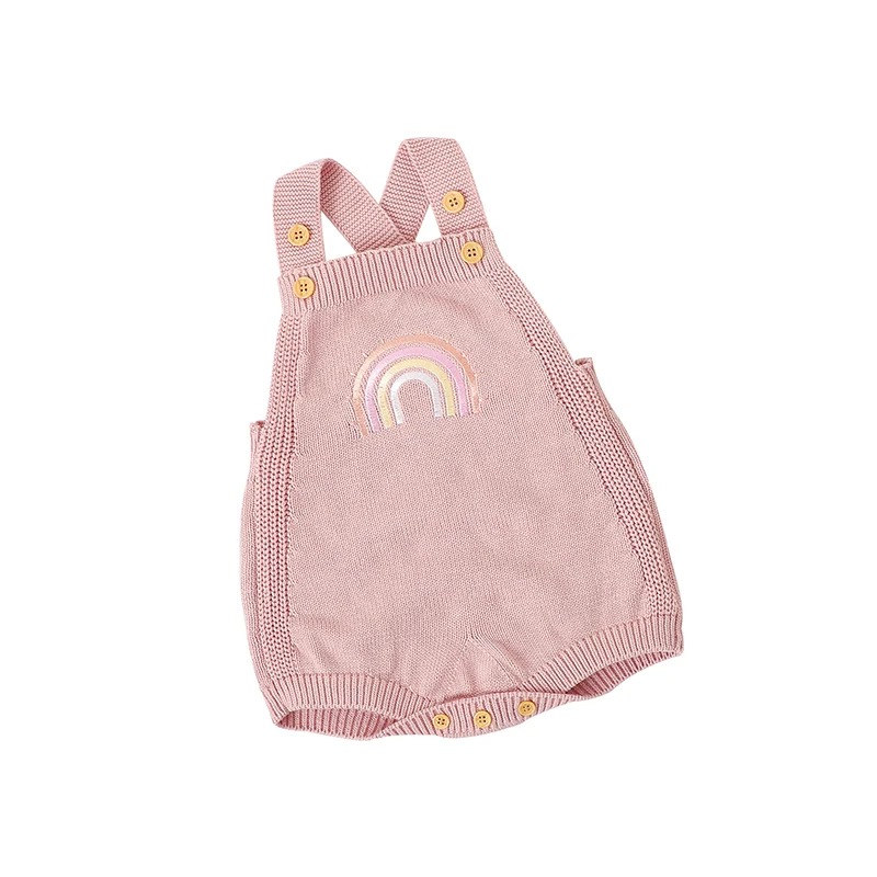salopette bebe coton arc en ciel détail tissu