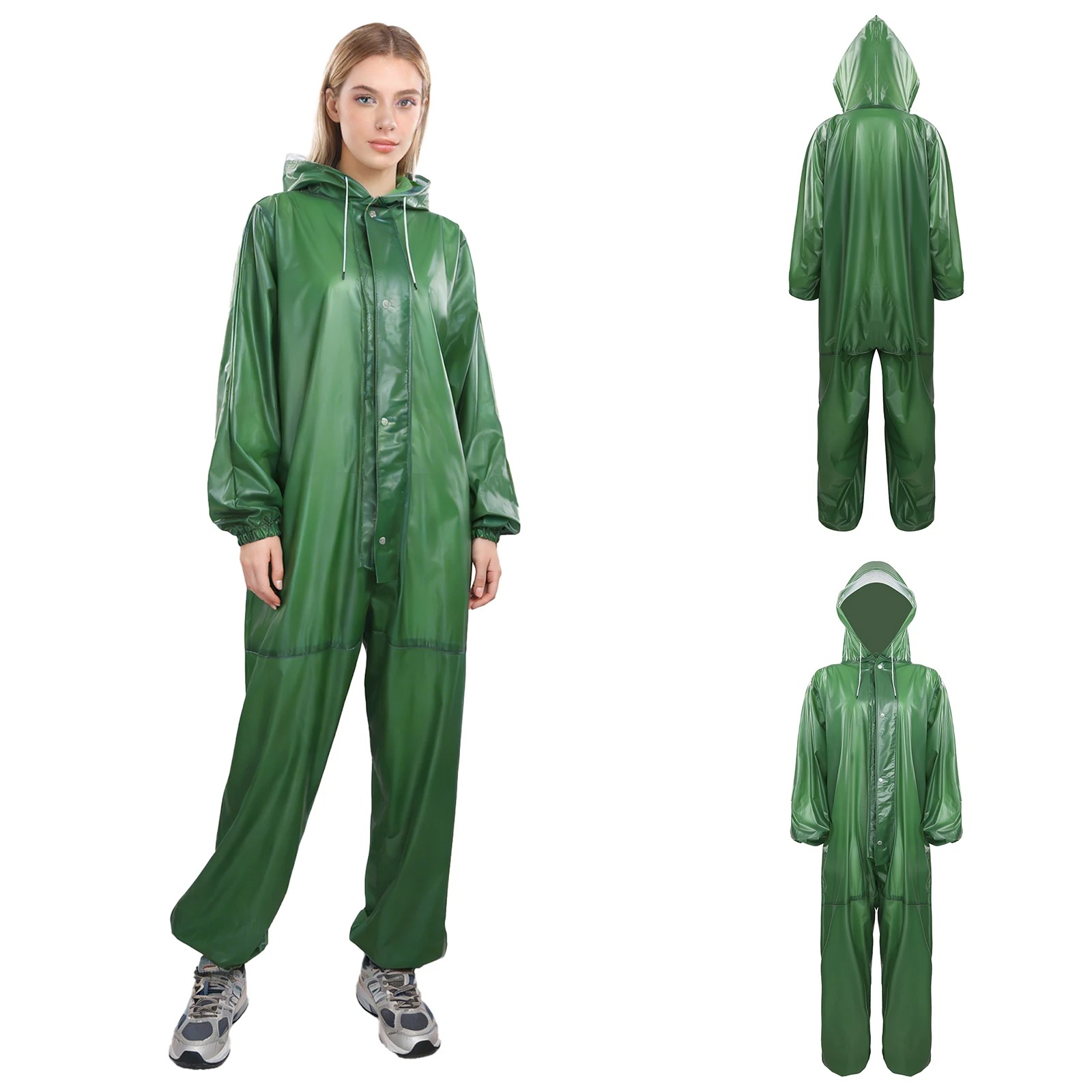 salopette de pluie femme combinaison vert de dos