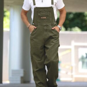 salopette jean large homme vert