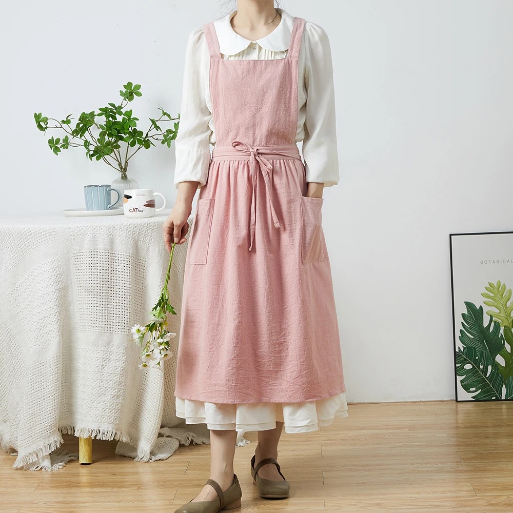 salopette en lin femme rose longueur